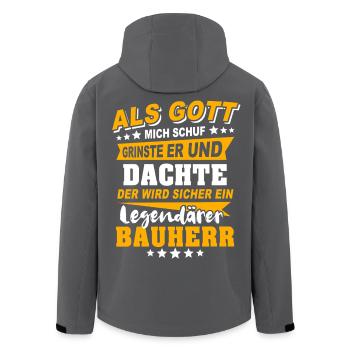 Bauherr Sprüche - Recycelte Männer Softshell-Jacke von Stanley/Stella - Schwarz - Hinten - AI Model Male 185 light (185cm)