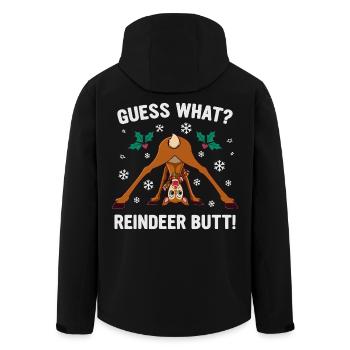 Guess What Reindeer Butt Christmas Joke - Men’s Recycled Softshell Jacket by Stanley/Stella - black - Back - AI Model Male 185 light (185cm)