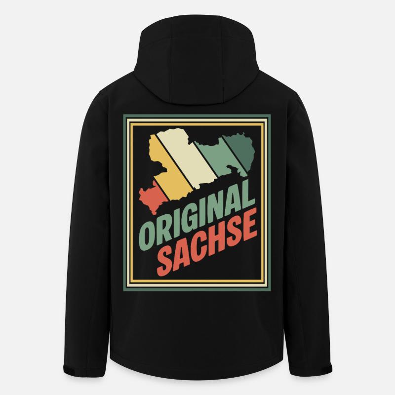 Emblème rétro original de Saxe - Veste softshell homme en polyester recyclé Stanley/Stella - noir