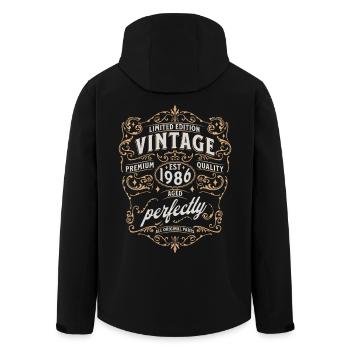 40th birthday 1986 - Men’s Recycled Softshell Jacket by Stanley/Stella - black - Back - AI Model Male 185 light (185cm)