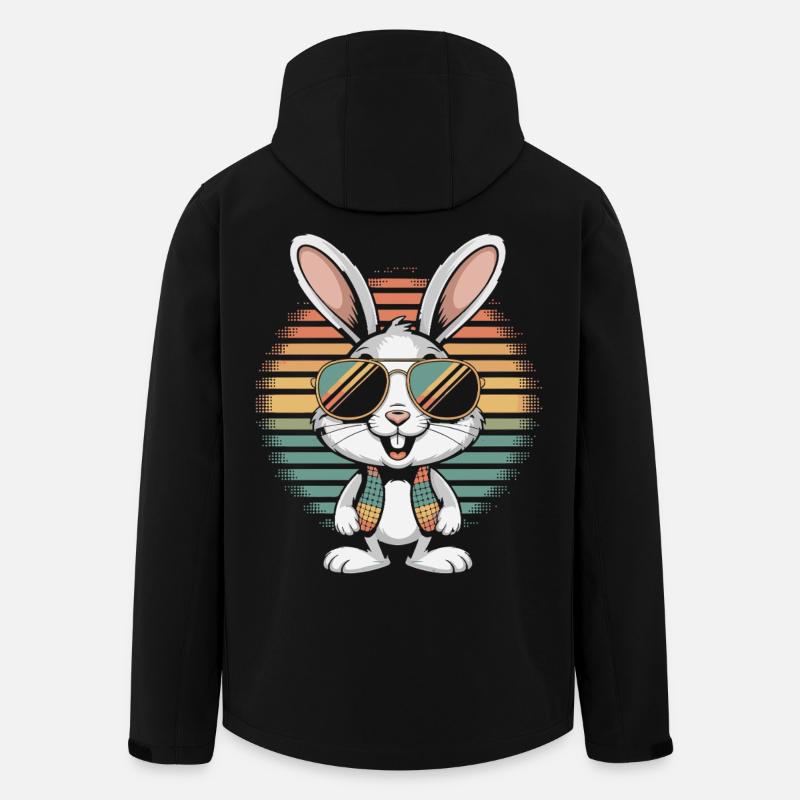 Regenbogen Bunny mit Sonnenbrille - Recycelte Männer Softshell-Jacke von Stanley/Stella - Schwarz