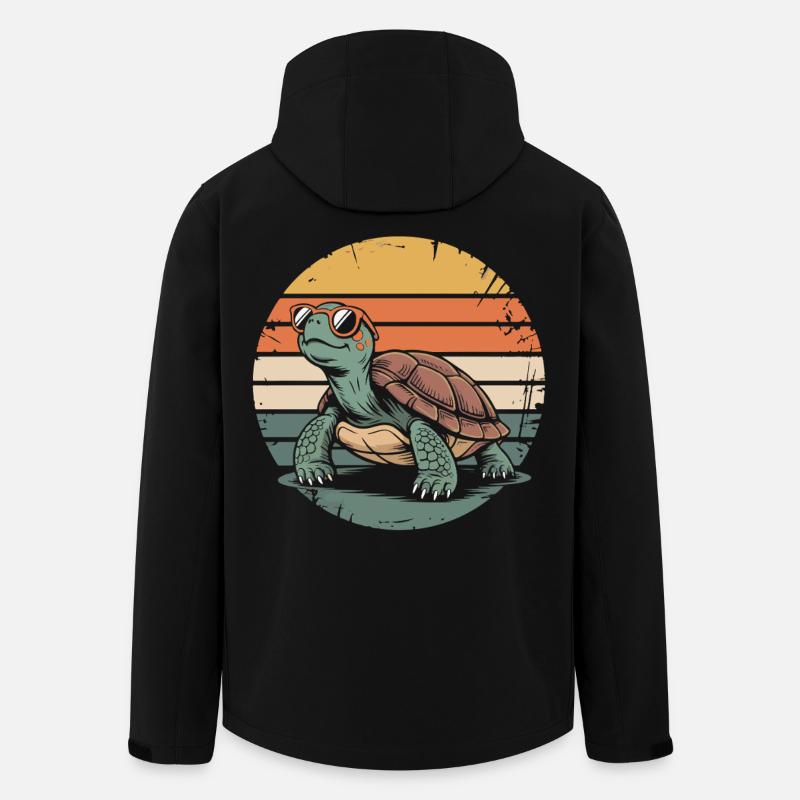 Retro Sunset Turtle - Men’s Recycled Softshell Jacket by Stanley/Stella - black