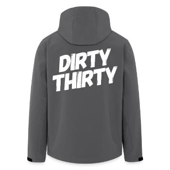 Dirty Thirty 30th Birthday - Men’s Recycled Softshell Jacket by Stanley/Stella - black - Back - AI Model Male 185 light (185cm)