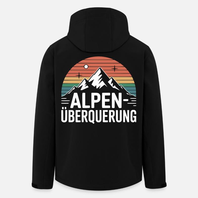 Alpen Überquerung Retro Berge Wandern - Recycelte Männer Softshell-Jacke von Stanley/Stella - Schwarz