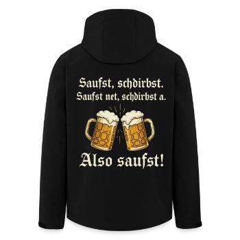 Bayrischer Bier Spruch - Recycelte Männer Softshell-Jacke von Stanley/Stella - Schwarz - Hinten - AI Model Male 185 light (185cm)