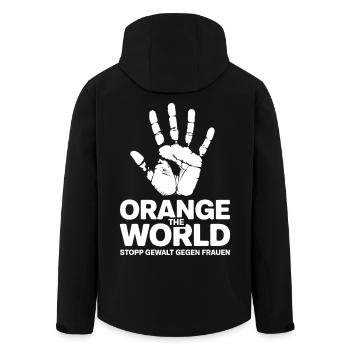 Orange The World Stopp Gewalt Gegen Frauen - Recycelte Männer Softshell-Jacke von Stanley/Stella - Schwarz - Hinten - AI Model Male 185 light (185cm)
