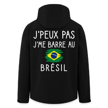 J’peux Pas J’me Barre au Brésil Humour Voyage - Veste softshell homme en polyester recyclé Stanley/Stella - noir - Dos - AI Model Male 185 light (185cm)