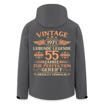 55. Geburtstag Vintage 1971 Baujahr - Recycelte Männer Softshell-Jacke von Stanley/Stella - Schwarz - Hinten - AI Model Male 185 light (185cm)
