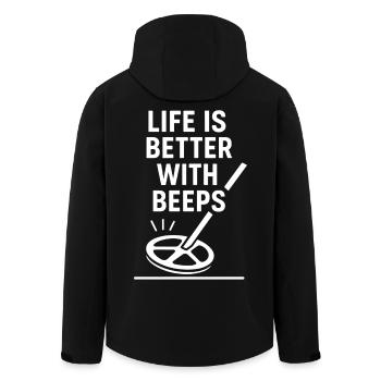 Life Is Better With Beeps Metal Detecting Fun - Men’s Recycled Softshell Jacket by Stanley/Stella - black - Back - AI Model Male 185 light (185cm)