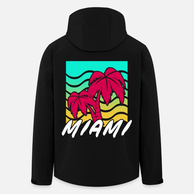 Miami Palmen Neon Gradient - Recycelte Männer Softshell-Jacke von Stanley/Stella - Schwarz