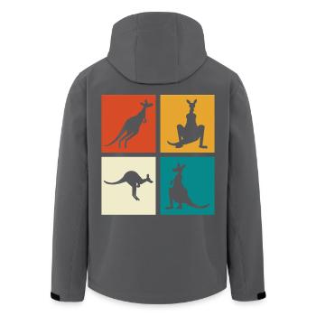 Känguru Vierbild Silhouetten - Recycelte Männer Softshell-Jacke von Stanley/Stella - Schwarz - Hinten - AI Model Male 185 light (185cm)