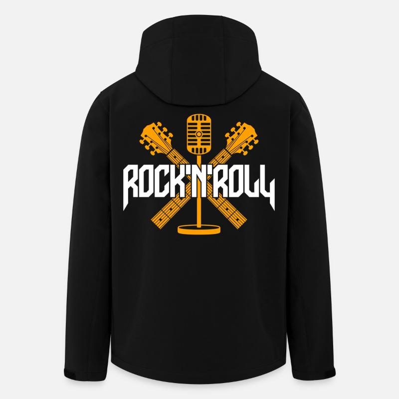 RocknRoll Microphone Crossed Guitars - Men’s Recycled Softshell Jacket by Stanley/Stella - black