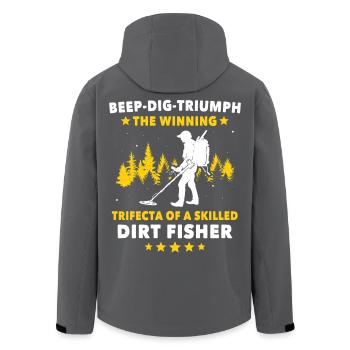 Dirt Fishing Detectorists - Men’s Recycled Softshell Jacket by Stanley/Stella - black - Back - AI Model Male 185 light (185cm)