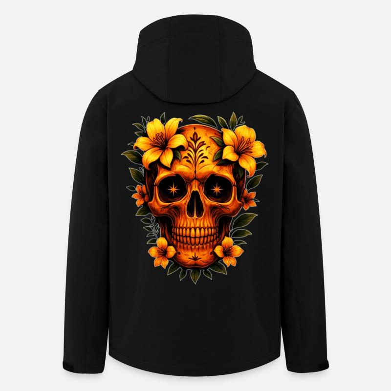 Crâne avec des fleurs - Veste softshell homme en polyester recyclé Stanley/Stella - noir