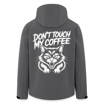 Fass meinen Kaffee nicht an – Fauchende Katze - Recycelte Männer Softshell-Jacke von Stanley/Stella - Schwarz - Hinten - AI Model Male 185 light (185cm)