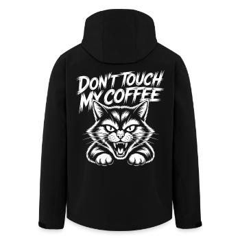 Fass meinen Kaffee nicht an – Fauchende Katze - Recycelte Männer Softshell-Jacke von Stanley/Stella - Schwarz - Hinten - AI Model Male 185 light (185cm)