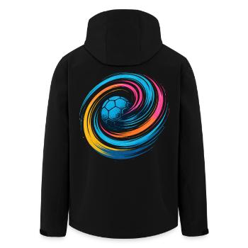 Handball Neon Ball, colorful whirl throw, dynamic - Men’s Recycled Softshell Jacket by Stanley/Stella - black - Back - AI Model Male 185 light (185cm)