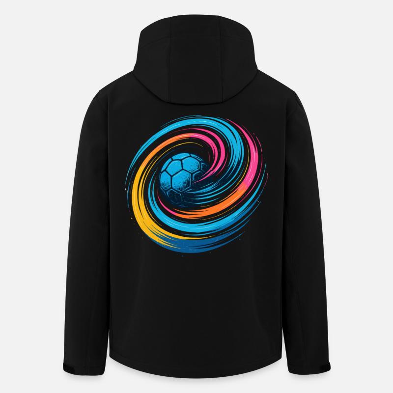 Handball Neon Ball, bunter Wirbelwurf, Dynamik - Recycelte Männer Softshell-Jacke von Stanley/Stella - Schwarz