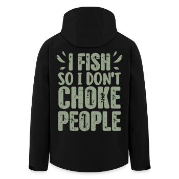 Hilarious Fisherman Saying Fishing Present - Men’s Recycled Softshell Jacket by Stanley/Stella - black - Back - AI Model Male 185 light (185cm)
