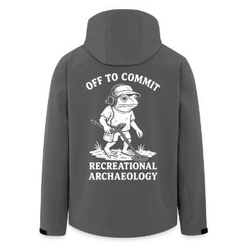 Off To Commit Recreational Archaeology Frog - Men’s Recycled Softshell Jacket by Stanley/Stella - black - Back - AI Model Male 185 light (185cm)