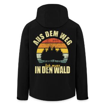 Wald Jagen Jäger Förster Jagd Outdoor Natur - Recycelte Männer Softshell-Jacke von Stanley/Stella - Schwarz - Hinten - AI Model Male 185 light (185cm)