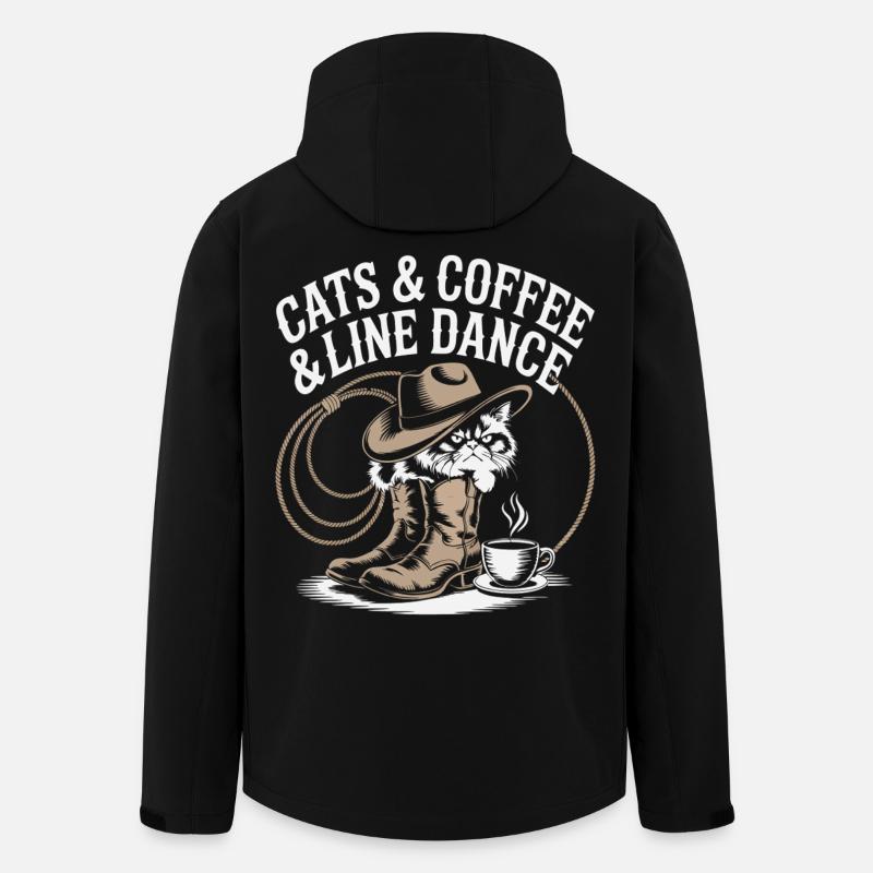 Cat Coffee Line Dance - Men’s Recycled Softshell Jacket by Stanley/Stella - black