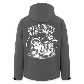 Cats Coffee Line Dance - Recycelte Männer Softshell-Jacke von Stanley/Stella - Schwarz - Hinten - AI Model Male 185 light (185cm)