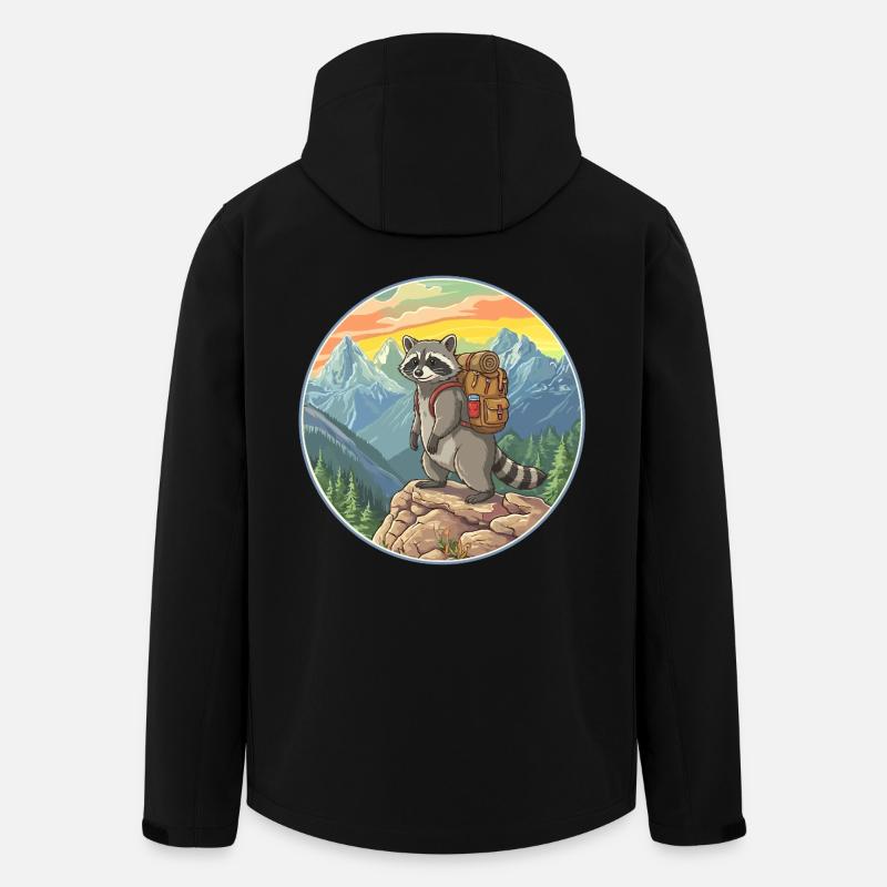 Niedlicher Waschbär Wandern Camping Bergabenteuer - Recycelte Männer Softshell-Jacke von Stanley/Stella - Schwarz