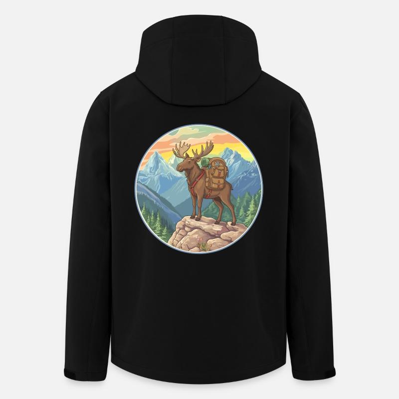 Randonnée de l’orignal mignon, camping en montagne - Veste softshell homme en polyester recyclé Stanley/Stella - noir