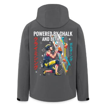 Angetrieben von Chalk- und Beta-Kletterdesign - Recycelte Männer Softshell-Jacke von Stanley/Stella - Schwarz - Hinten - AI Model Male 185 light (185cm)