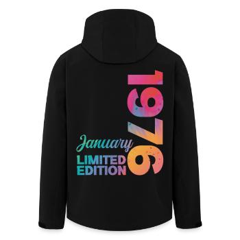 Anniversaire Janvier 1976 Né en Janvier Cadeau - Veste softshell homme en polyester recyclé Stanley/Stella - noir - Dos - AI Model Male 185 light (185cm)