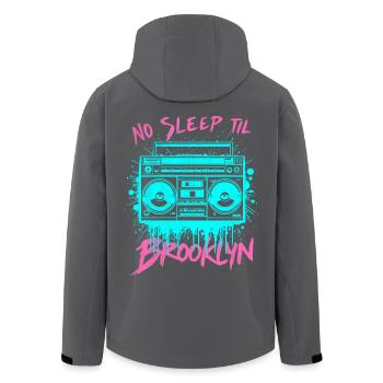 No Sleep Til Brooklyn Retro Boombox Vintage Music - Men’s Recycled Softshell Jacket by Stanley/Stella - black - Back - AI Model Male 185 light (185cm)