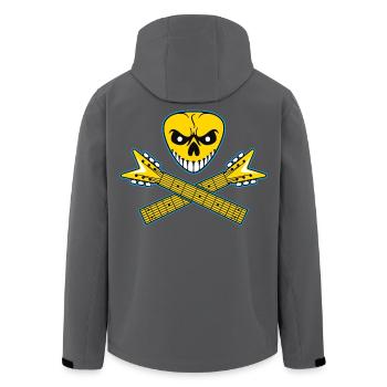 Gitarrenplektren-Totenkopf und gekreuzte Gitarren - Recycelte Männer Softshell-Jacke von Stanley/Stella - Schwarz - Hinten - AI Model Male 185 light (185cm)
