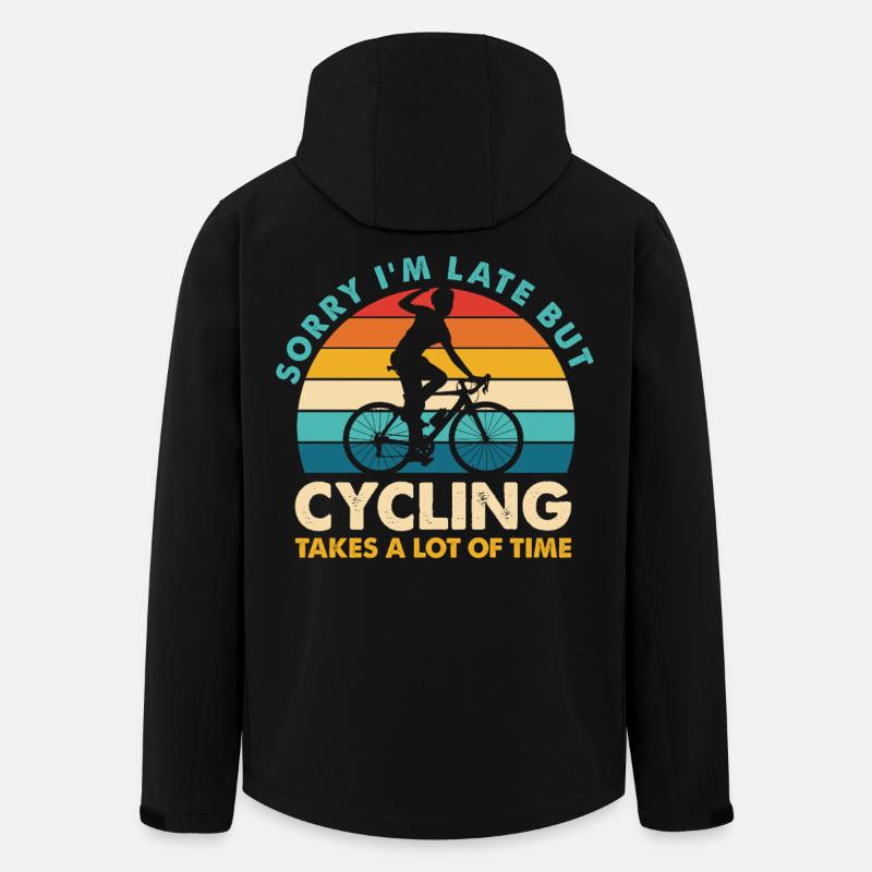 Sorry I'm Late But Cycling - Recycelte Männer Softshell-Jacke von Stanley/Stella - Schwarz