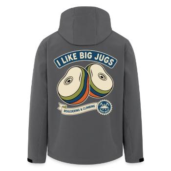 I Like Big Jugs Rock Climbing Bouldering Design - Men’s Recycled Softshell Jacket by Stanley/Stella - black - Back - AI Model Male 185 light (185cm)