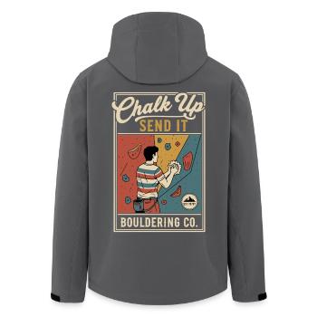 Chalk Up Send It Bouldering Co Klettern - Recycelte Männer Softshell-Jacke von Stanley/Stella - Schwarz - Hinten - AI Model Male 185 light (185cm)