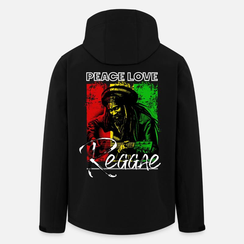 Peace Love Reggae Rastafari Guitare - Veste softshell homme en polyester recyclé Stanley/Stella - noir