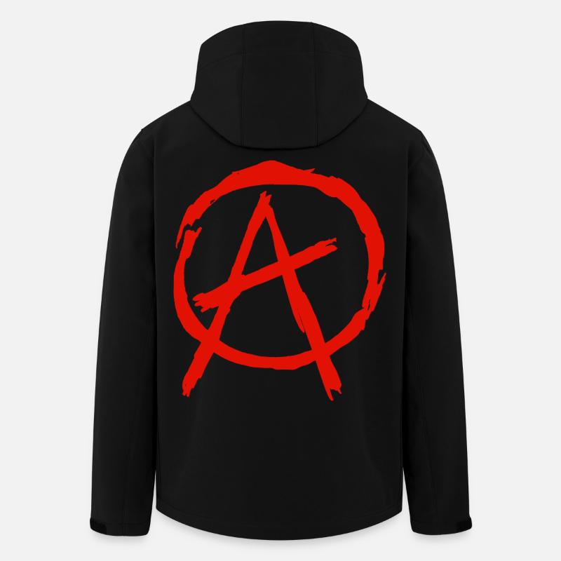 Anarchy symbol in circle - red - Men’s Recycled Softshell Jacket by Stanley/Stella - black