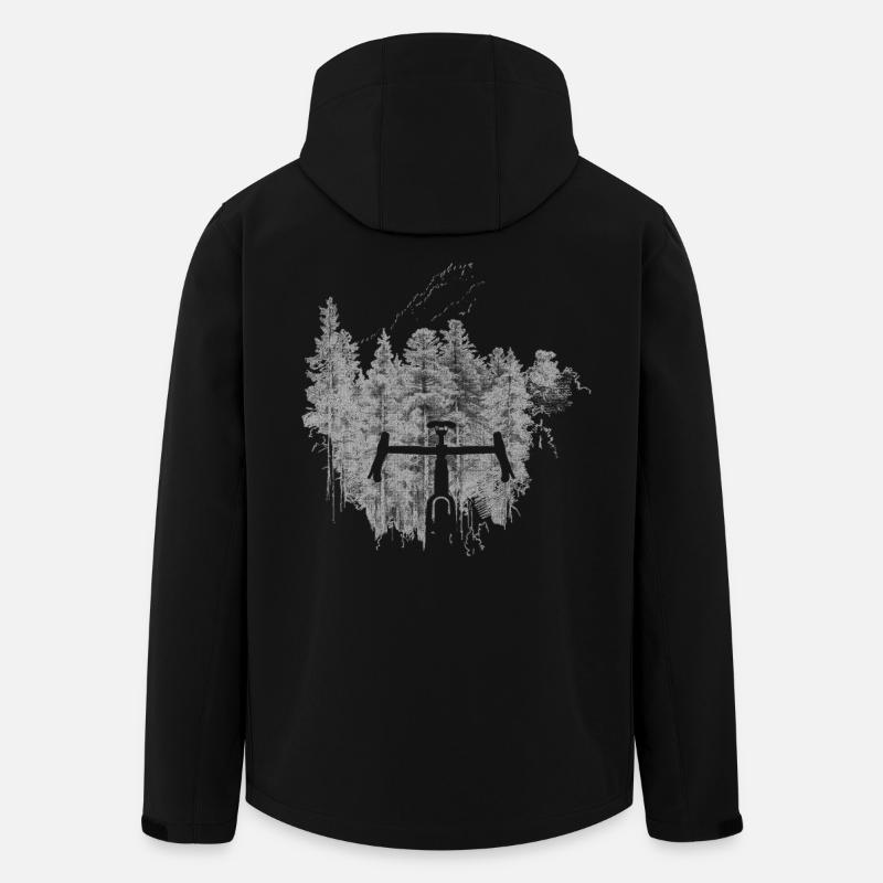 Vélo silhouette en forêt - Veste softshell homme en polyester recyclé Stanley/Stella - noir