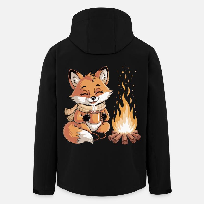 Cuddly fox at the campfire - Men’s Recycled Softshell Jacket by Stanley/Stella - black