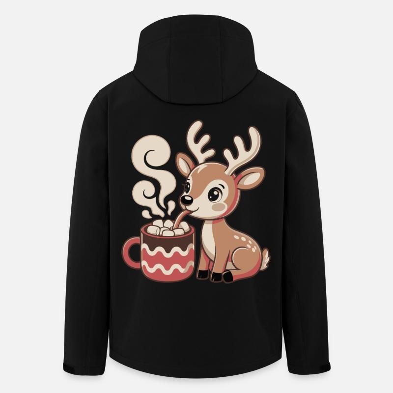Cuddly deer drinks cocoa - Men’s Recycled Softshell Jacket by Stanley/Stella - black
