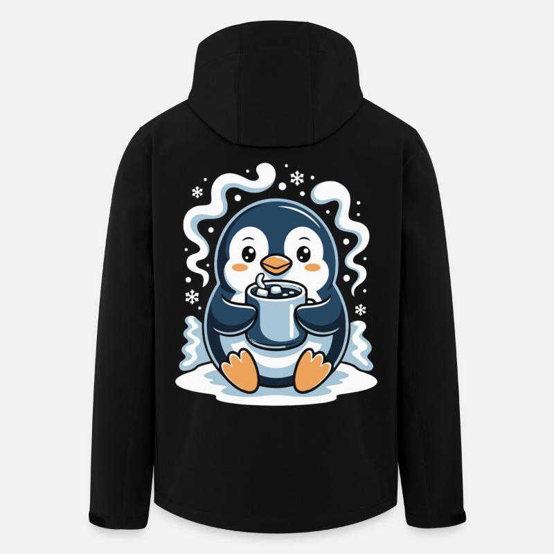 Cuddly penguin with hot cocoa - Men’s Recycled Softshell Jacket by Stanley/Stella - black