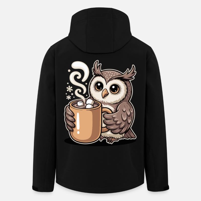 Cuddly owl with cocoa - Men’s Recycled Softshell Jacket by Stanley/Stella - black
