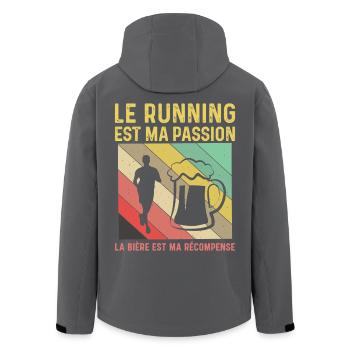 Running Passion Bière Récompense Humour Course - Veste softshell homme en polyester recyclé Stanley/Stella - noir - Dos - AI Model Male 185 light (185cm)