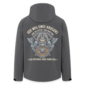Wikinger Krieger Spruch "Der Weg eines Kriegers" - Recycelte Männer Softshell-Jacke von Stanley/Stella - Schwarz - Hinten - AI Model Male 185 light (185cm)