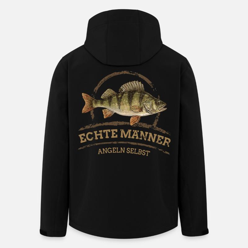 Echte Männer – Angeln Selbst -Barsch - Recycelte Männer Softshell-Jacke von Stanley/Stella - Schwarz