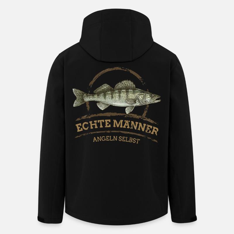 Echte Männer – Angeln Zander - Recycelte Männer Softshell-Jacke von Stanley/Stella - Schwarz