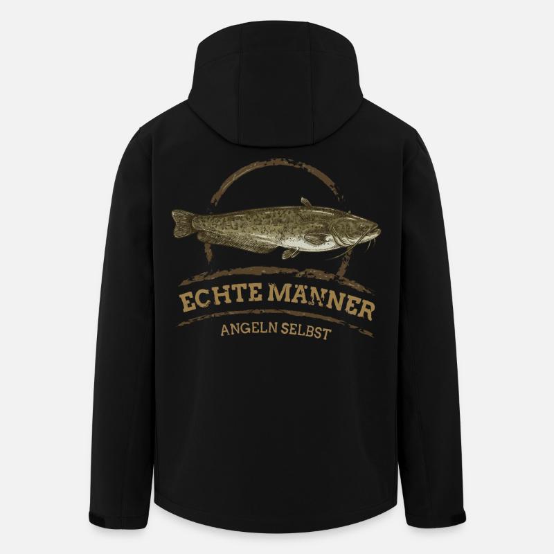 Echte Männer fangen Wels - Recycelte Männer Softshell-Jacke von Stanley/Stella - Schwarz