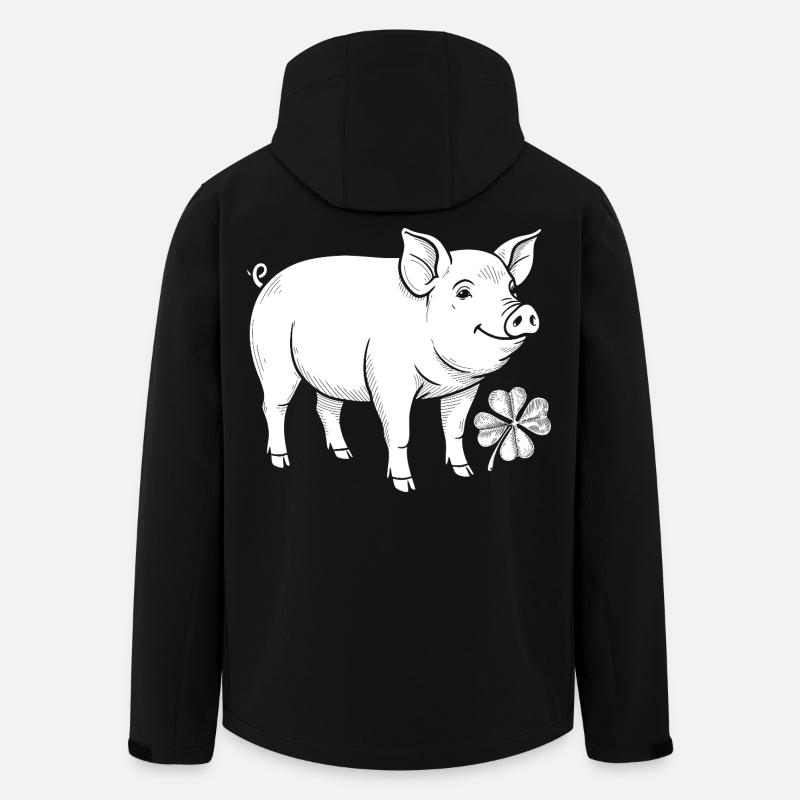 Trèfle de cochon chanceux - Veste softshell homme en polyester recyclé Stanley/Stella - noir