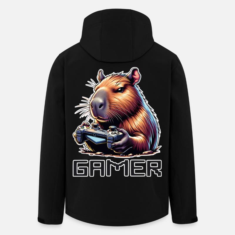 Capybara Gamer – Joueur Drôle - Veste softshell homme en polyester recyclé Stanley/Stella - noir